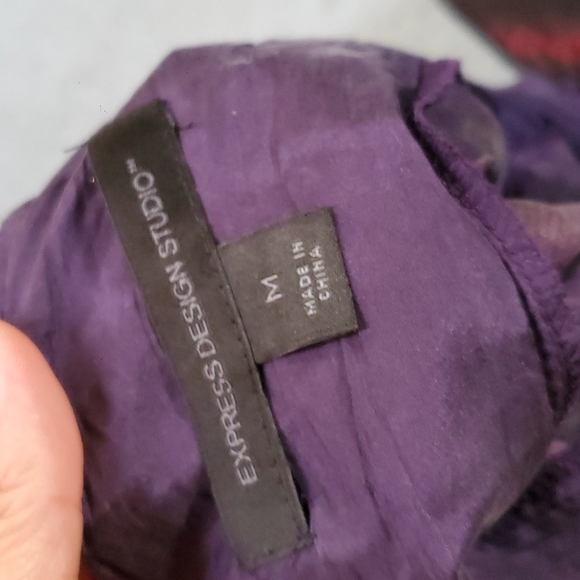Express Design Studio Purple Plaid Silk Halter Top size Medium - Picture 5 of 7